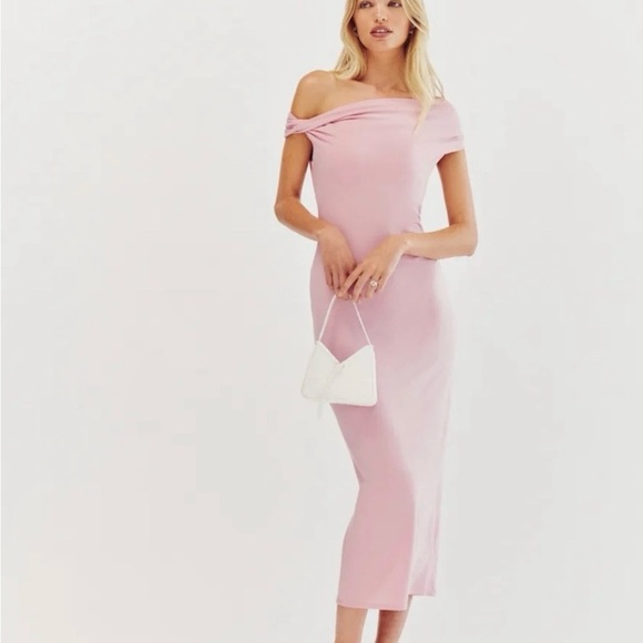 Reformation Light Pink Off-Shoulder Midi Dress - Picture 3 of 5